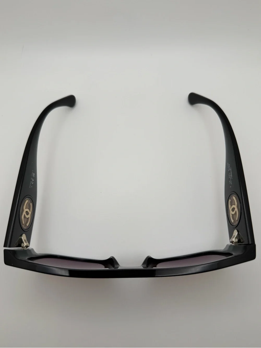 CHANEL Sunglasses Black 5549 C622/S5 Womens 55mm Square Brown Lens Gold CC